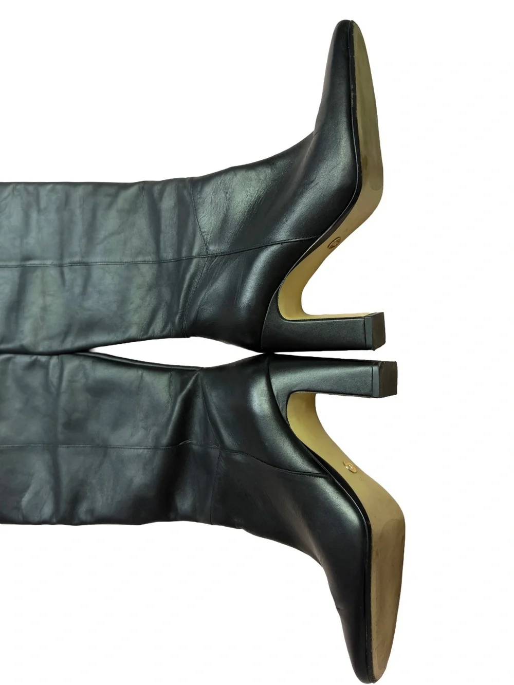 Zara Black Leather Over-the-Knee Boots-Size 40